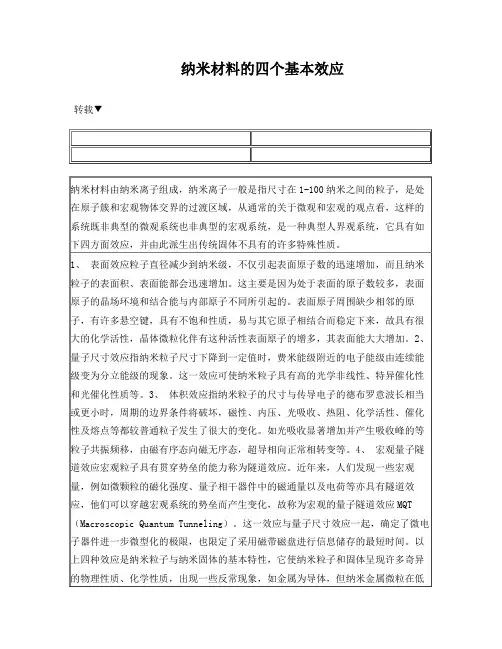 纳米材料的基本效应