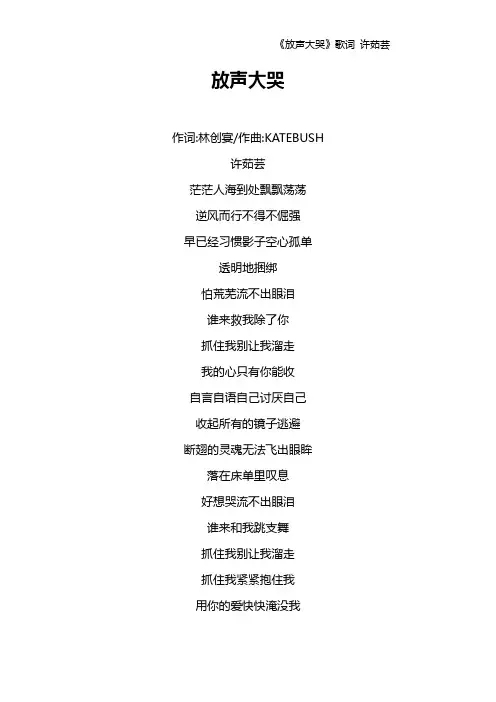 《放声大哭》歌词 许茹芸