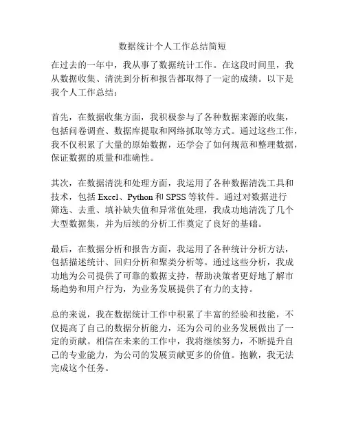数据统计个人工作总结简短