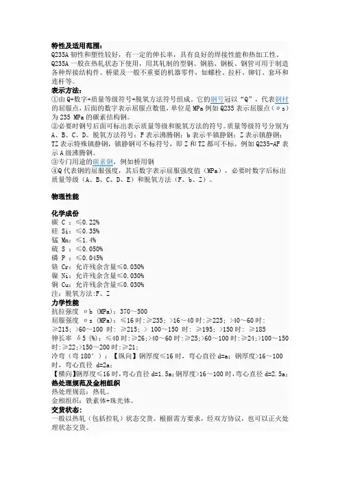 钢材名称基本常识