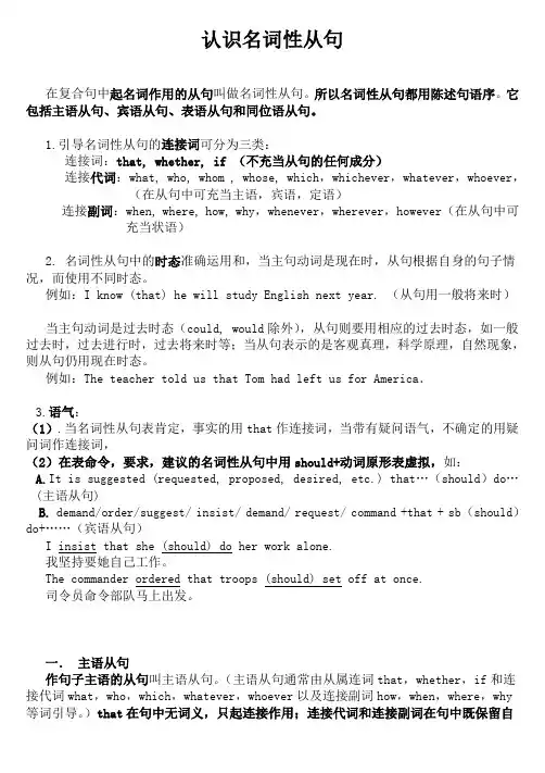 人教版高中英语语法认识名词性从句