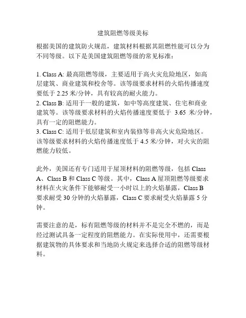 建筑阻燃等级美标