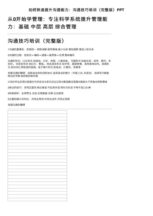 如何快速提升沟通能力：沟通技巧培训（完整版）PPT