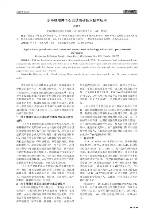 水平裸眼井砾石充填防砂控水技术应用