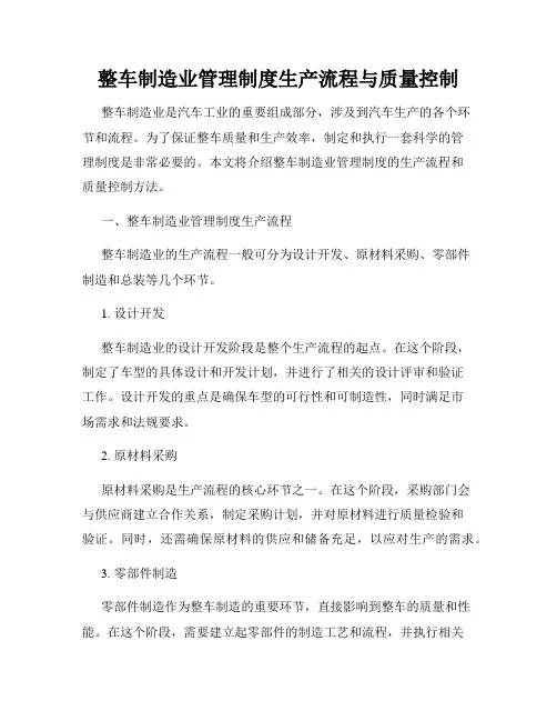 整车制造业管理制度生产流程与质量控制