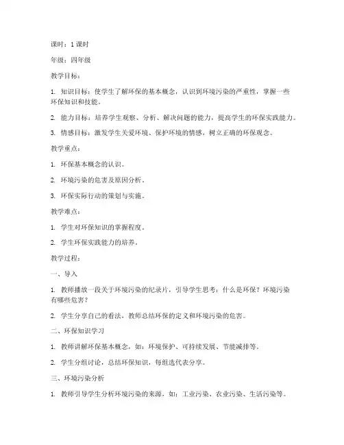 环保研讨课的教案模板范文