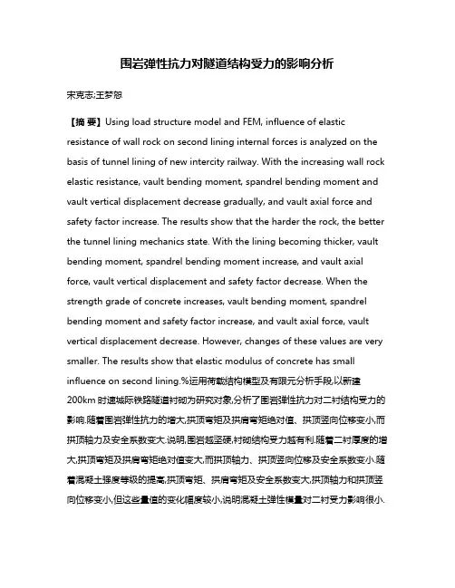 围岩弹性抗力对隧道结构受力的影响分析