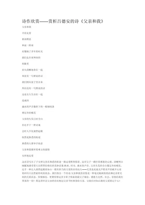 《父亲和我》赏析