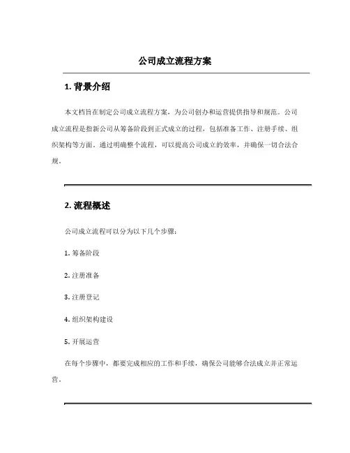 公司成立流程方案