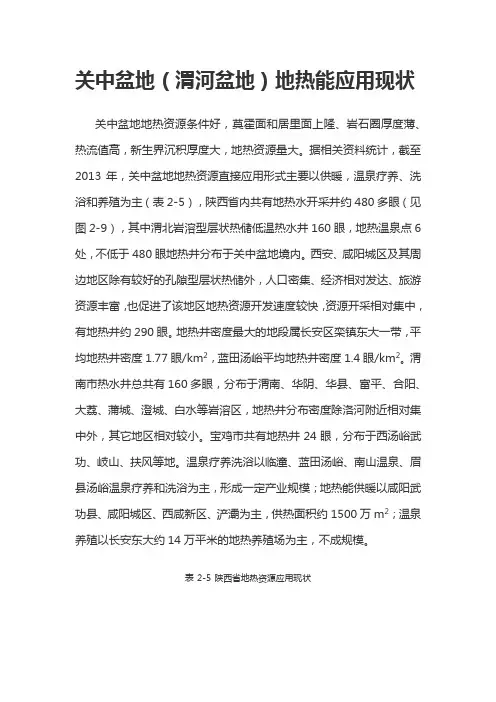 关中盆地(渭河盆地)地热能应用现状
