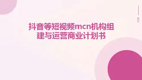 抖音等短视频MCN机构组建与运营商业计划书ppt