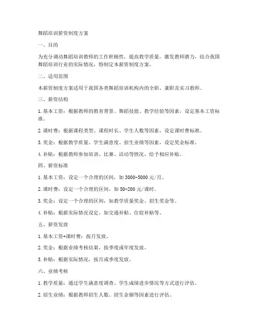 舞蹈培训薪资制度方案模板