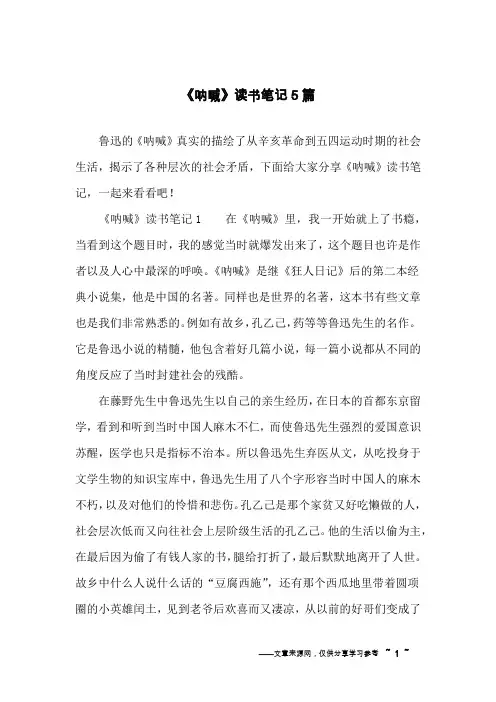 《呐喊》读书笔记5篇
