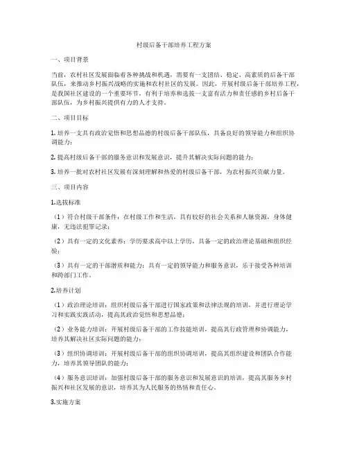 村级后备干部培养工程方案