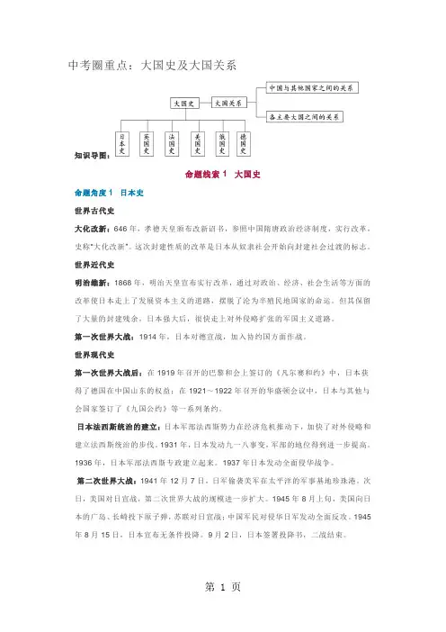 人教版2018历史中考圈重点：大国史及大国关系知识点-最新教育文档