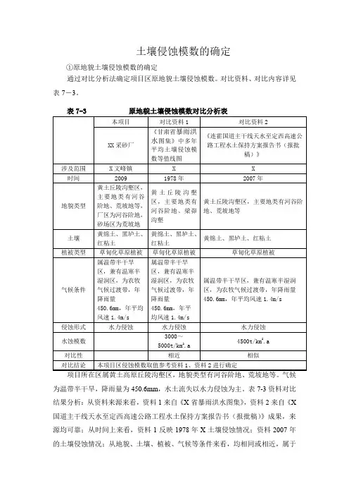 采砂厂土壤侵蚀模数的确定