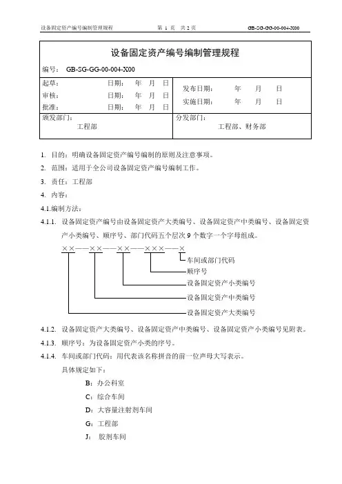 设备编号编制管理规程