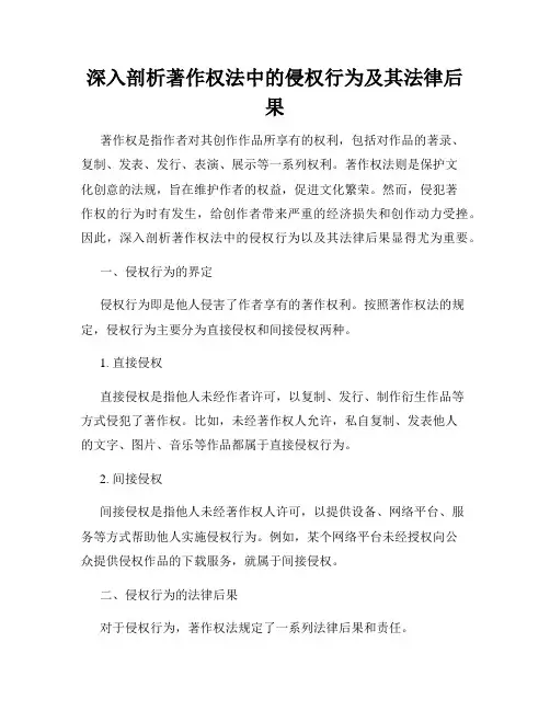 深入剖析著作权法中的侵权行为及其法律后果