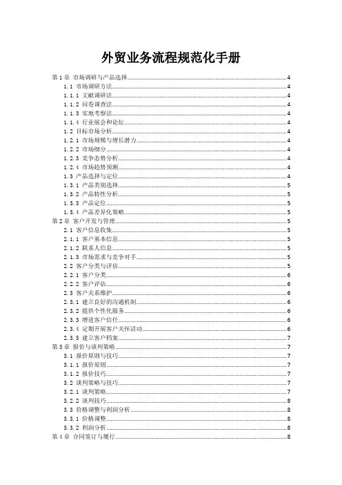 外贸业务流程规范化手册