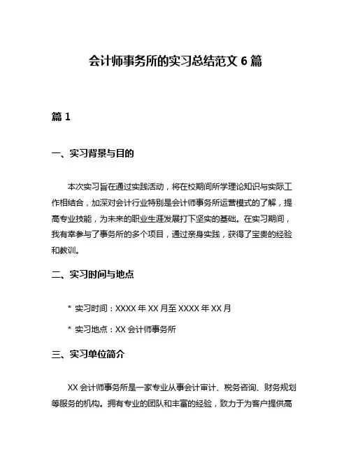 会计师事务所的实习总结范文6篇