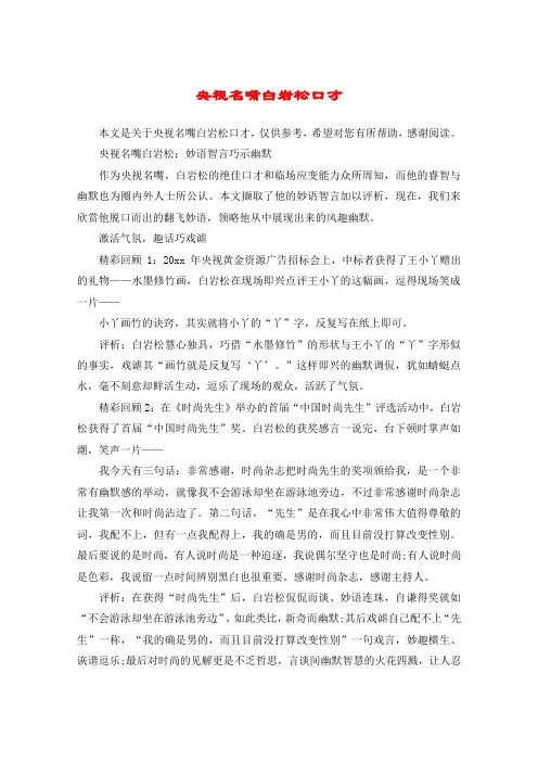 央视名嘴白岩松口才