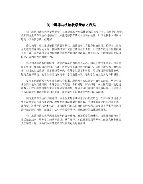初中道德与法治教学策略之我见