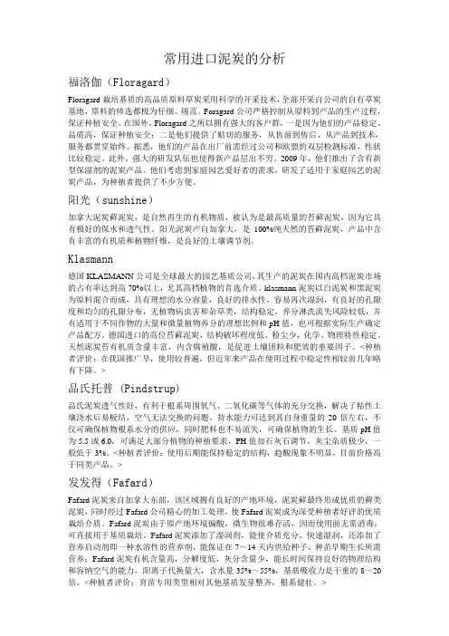 市场常用进口泥炭的分析