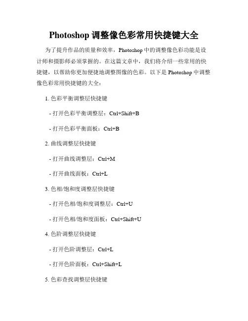 Photoshop调整像色彩常用快捷键大全