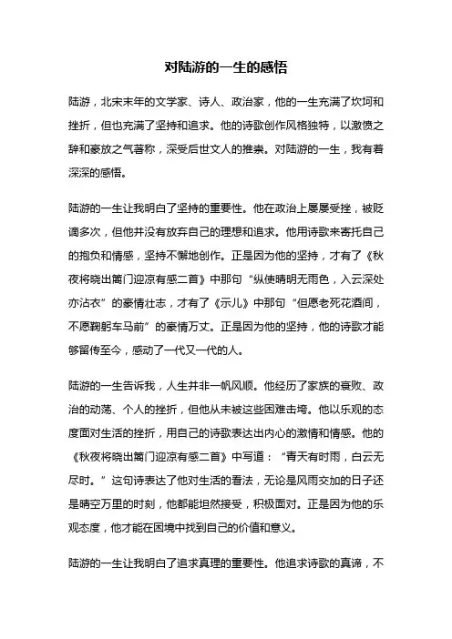 对陆游的一生的感悟