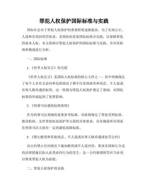罪犯人权保护国际标准与实践