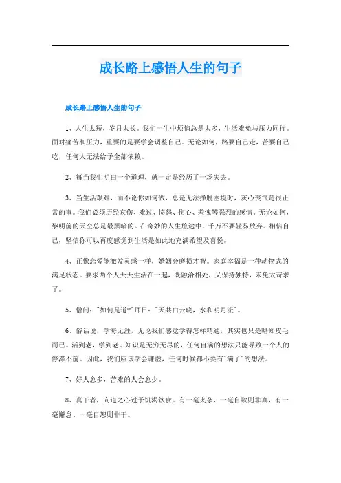 成长路上感悟人生的句子