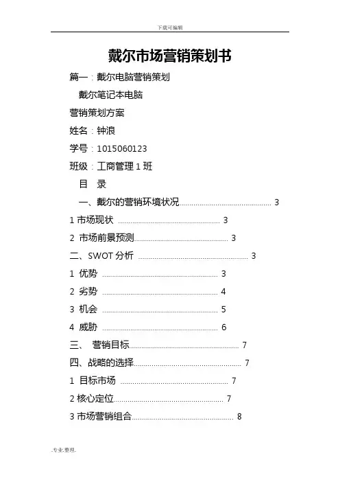 戴尔市场营销项目策划书