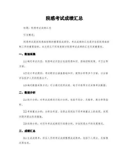 院感考试成绩汇总