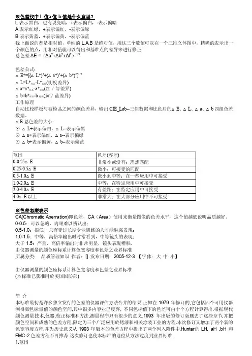 色差仪中L值a值b值