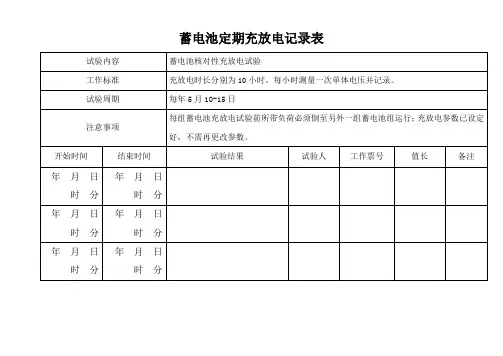 蓄电池定期充放电试验记录表