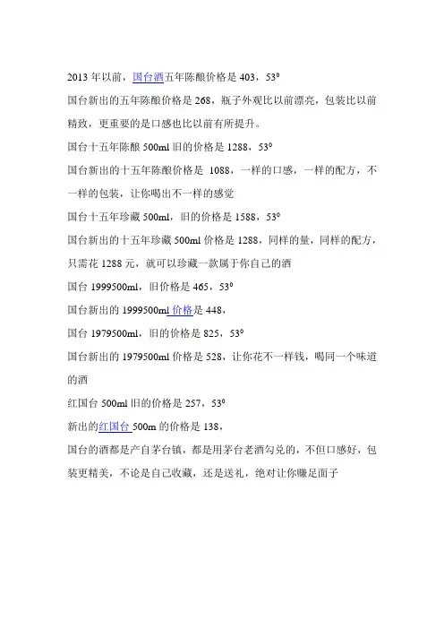 2013年最新国台酒价格表