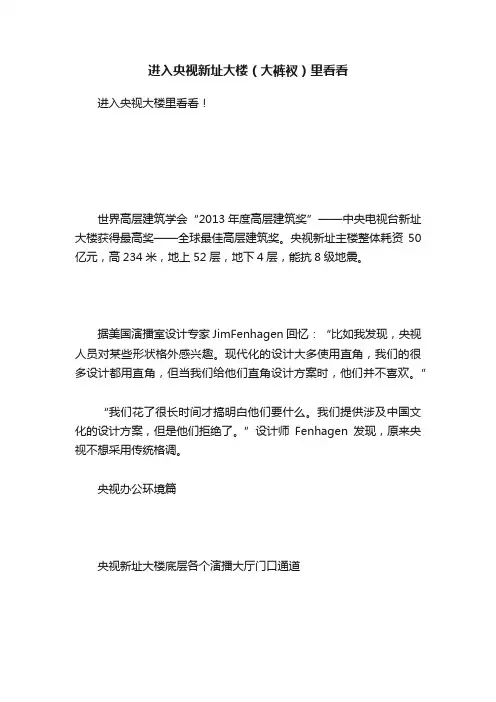 进入央视新址大楼（大裤衩）里看看