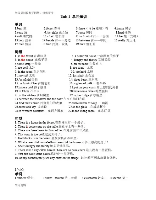 苏教版小学英语五年级上册重点知识点