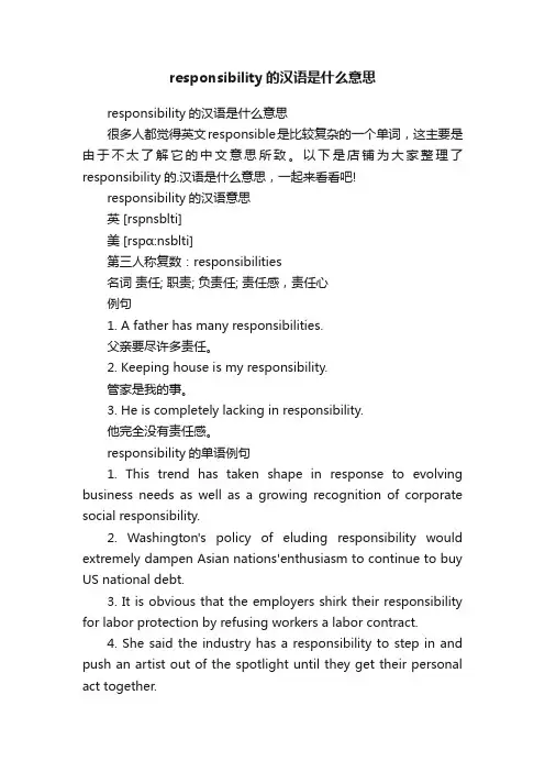responsibility的汉语是什么意思