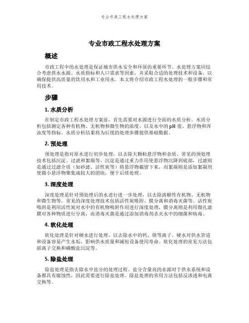 专业市政工程水处理方案