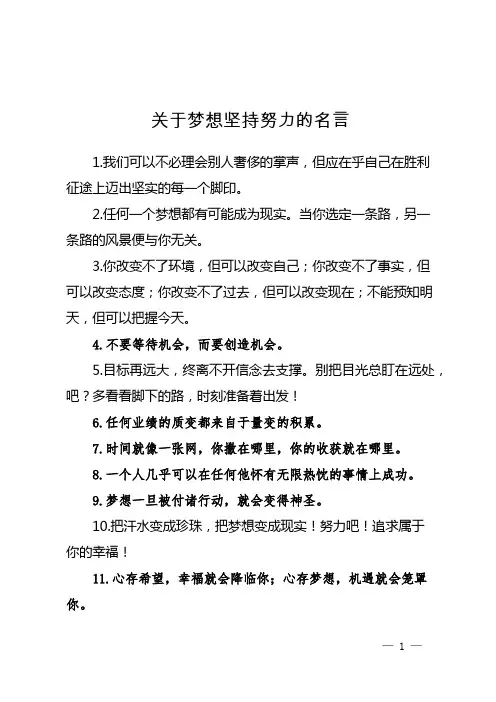 关于梦想坚持努力的名言