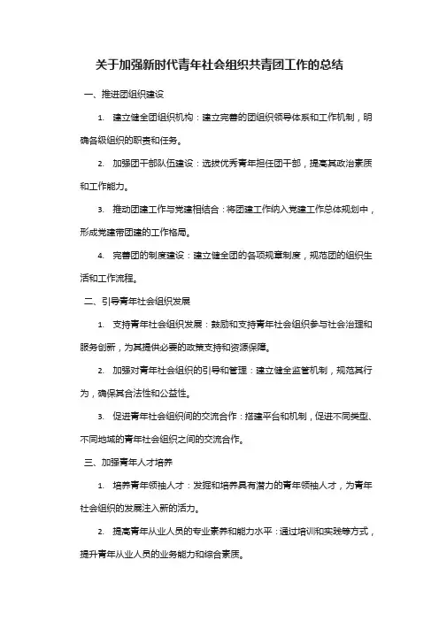 关于加强新时代青年社会组织共青团工作的总结