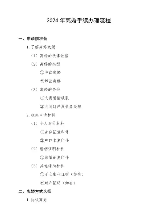 2024年离婚手续办理流程