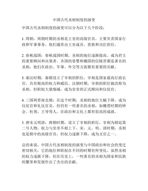 中国古代丞相制度的演变