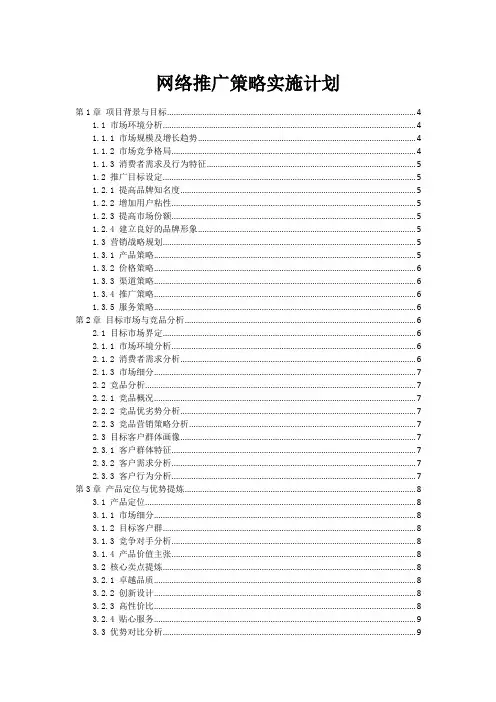 网络推广策略实施计划