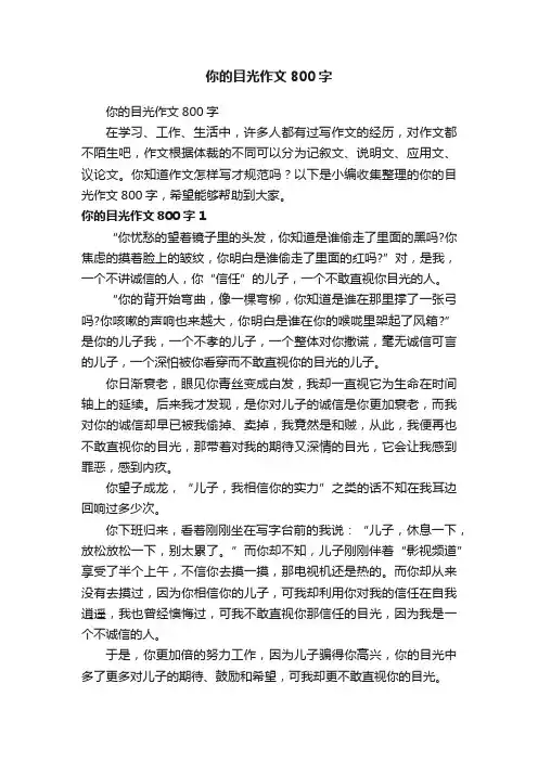 你的目光作文800字