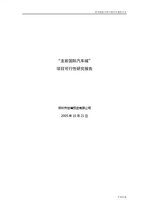 龙岩国际汽车城项目可行性研究报告