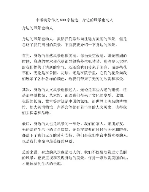 中考满分作文800字精选：身边的风景也动人