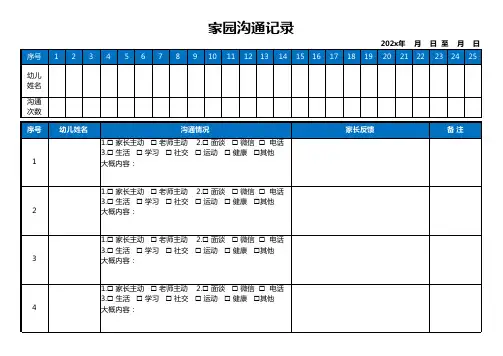 家园沟通记录表