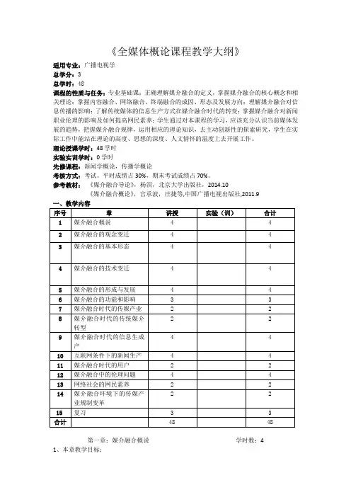 融合新闻课程教学大纲